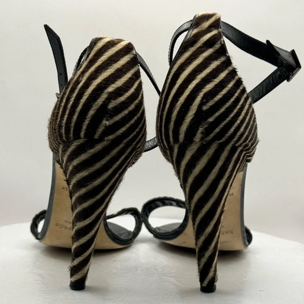 Kate Spade‎ Animal Calf Hair Zebra Print Open Toe Heels Size 10
